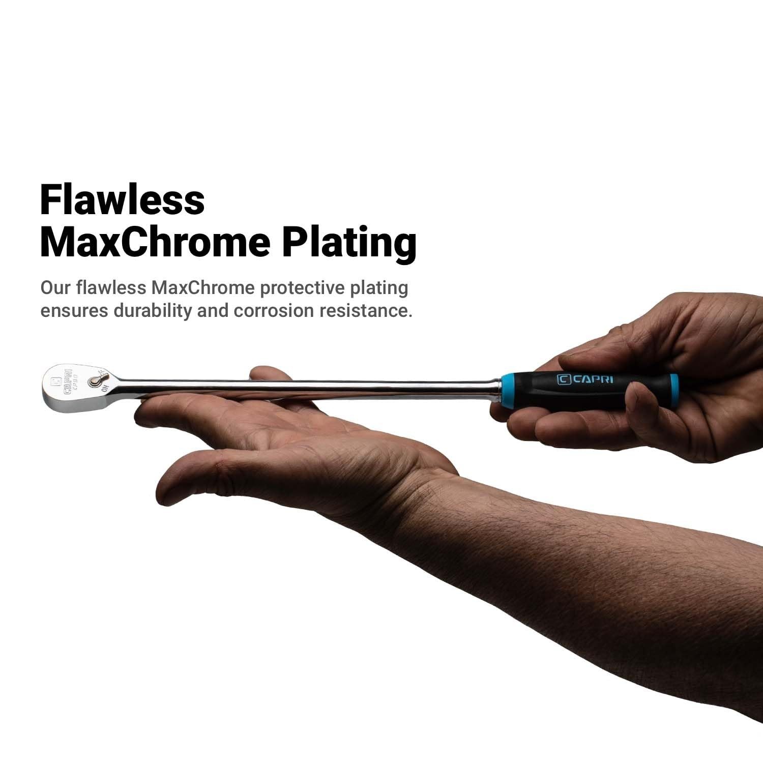 Extra Long 1/4″ Drive 90-Tooth Ratchet Wrench, Ergonomic Soft Grip, 12″ Length