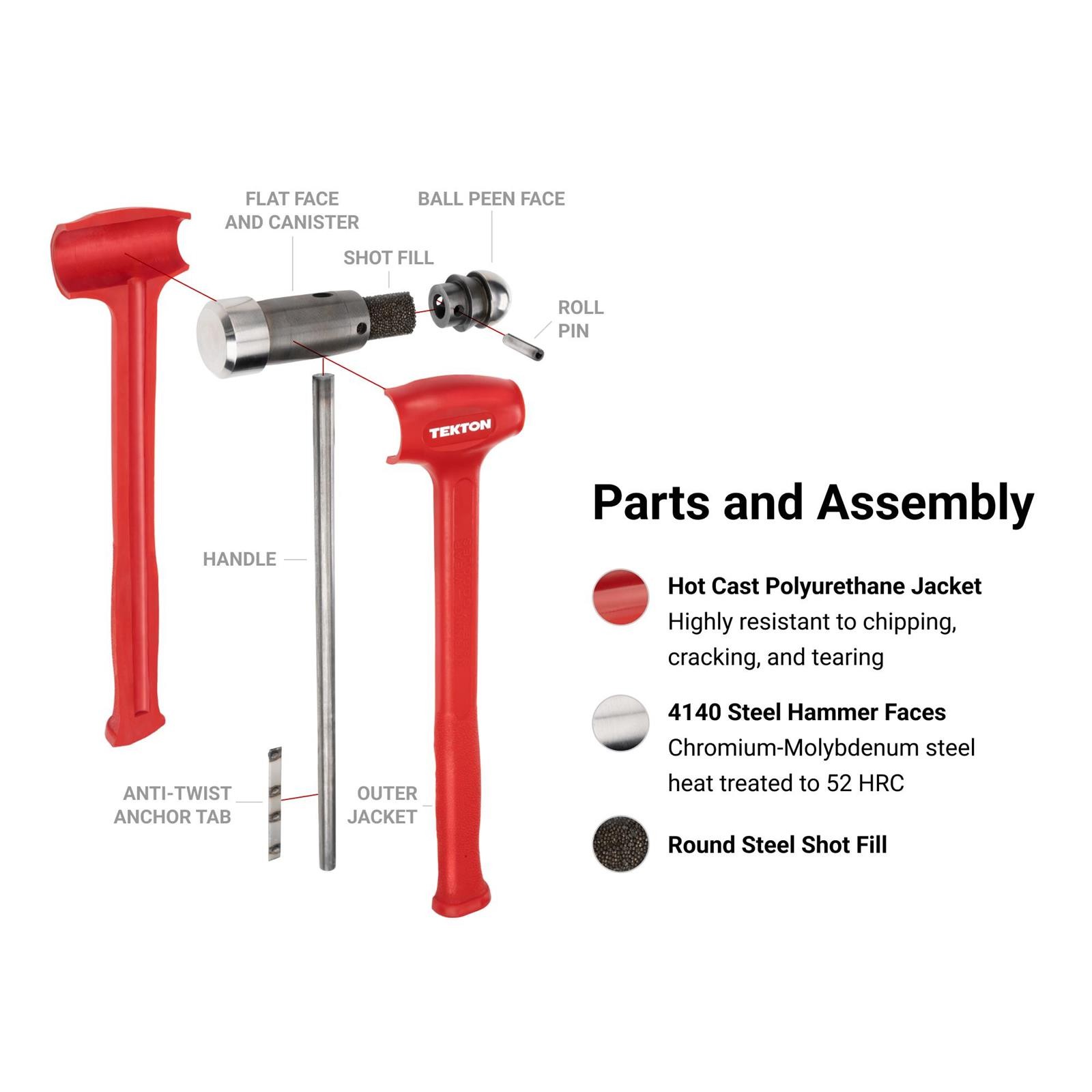 Tekton HDB95002 Ball Peen Dead Blow Hammer Set, 3-Piece