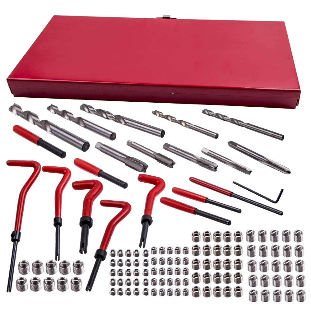131 pcs Thread Repair Tool Kit Drill Bits Taps Threaded Inserts Installation