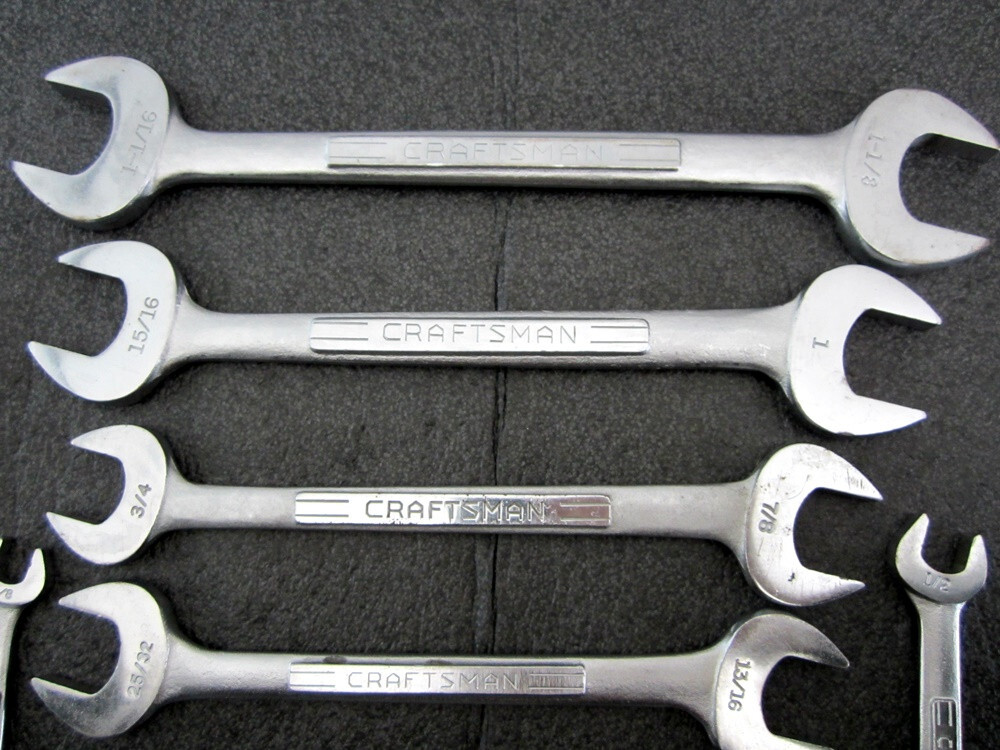 Vintage Craftsman 8pc SAE Open End Wrench Set 3/8″ to 1-1/8″ Made in USA