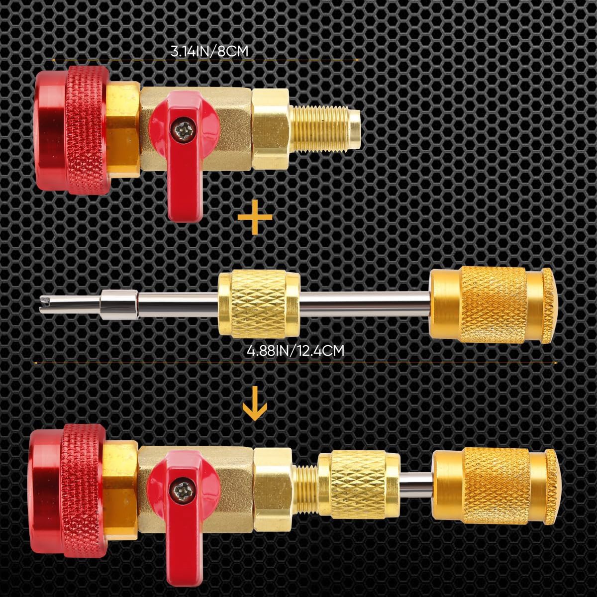 Car A/C R134A System Valve Core Quick Remover Installer Tools High Low Pressure