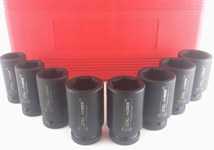 8PC 3/4″ DR. 6 Point Deep Air Impact Tool SAE CRV Pro 1″ to 1-1/2″ Socket Set