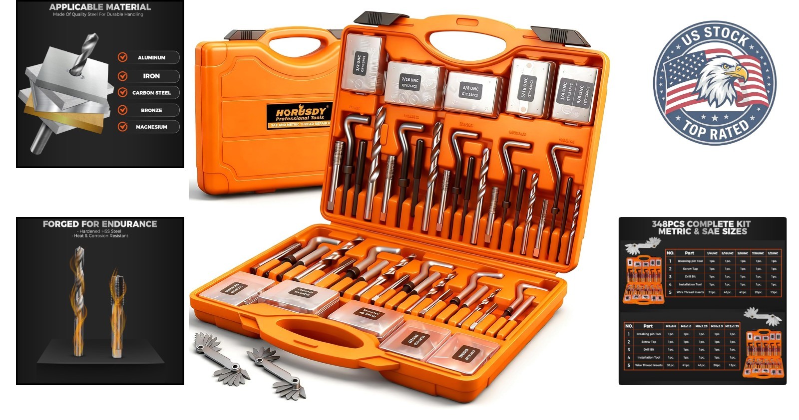Ultimate Thread Repair Solution: 348-Piece Helicoil Kit with Tools