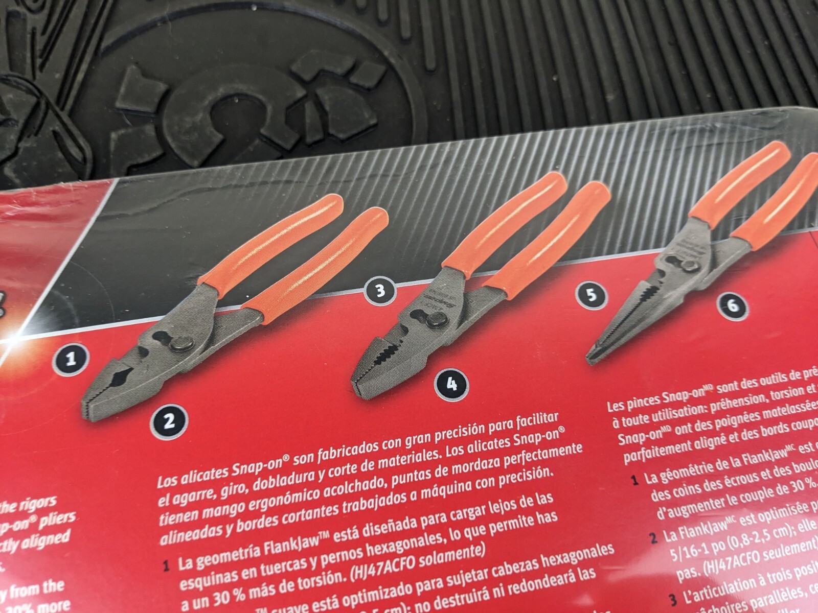 #ba861 Snap-on Tray for USA ORANGE 3pc Soft Grip Slip Joint Pliers PL347ACFO