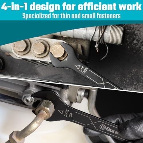 4-in-1 Super-Thin Open End Wrench Set, 3-Piece, 12 Sizes, SAE, Ultra-Slim, Pouch