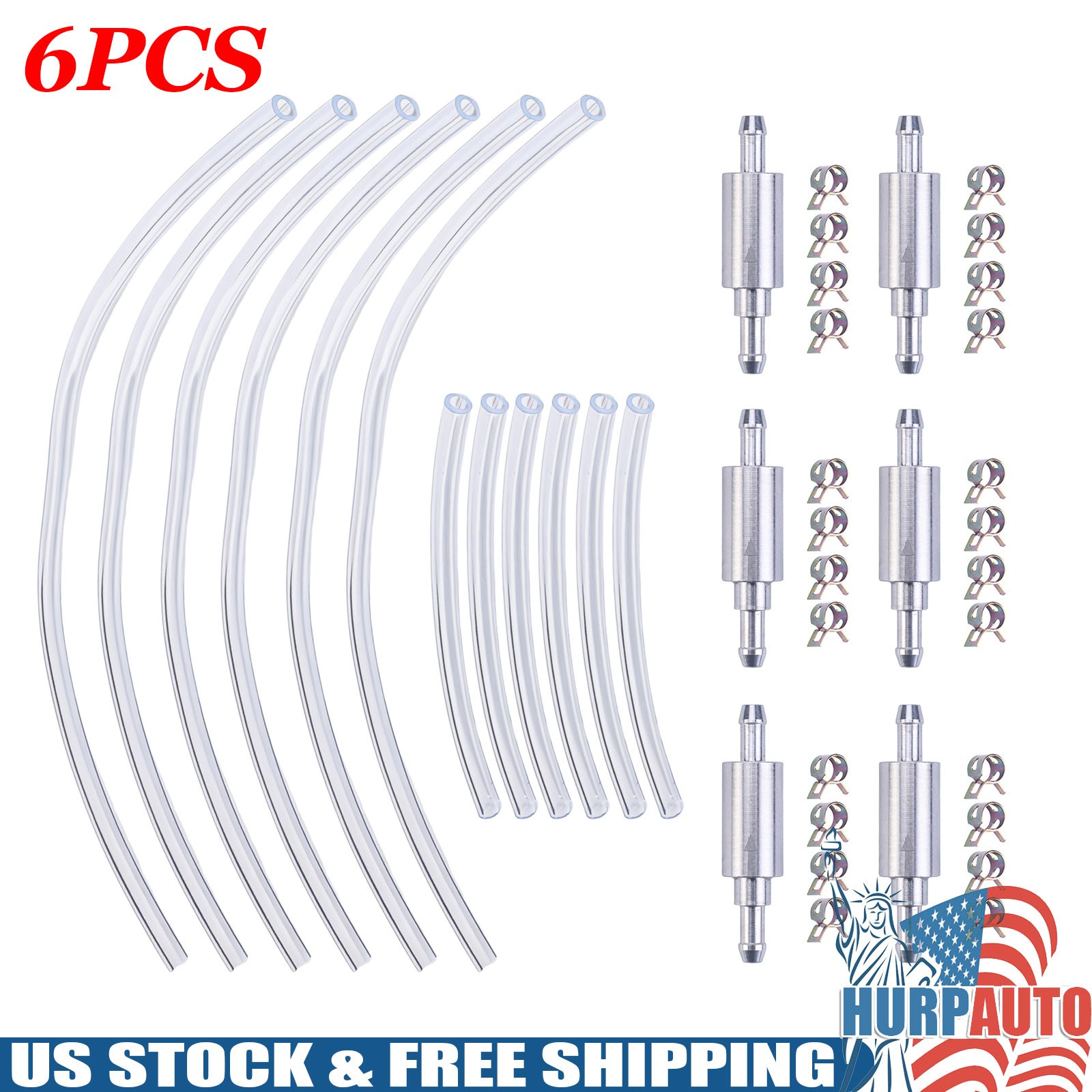 6 PCS Brake Bleeder Hose, One Way Check Valve Tube Bleeding Tool Kit Silver