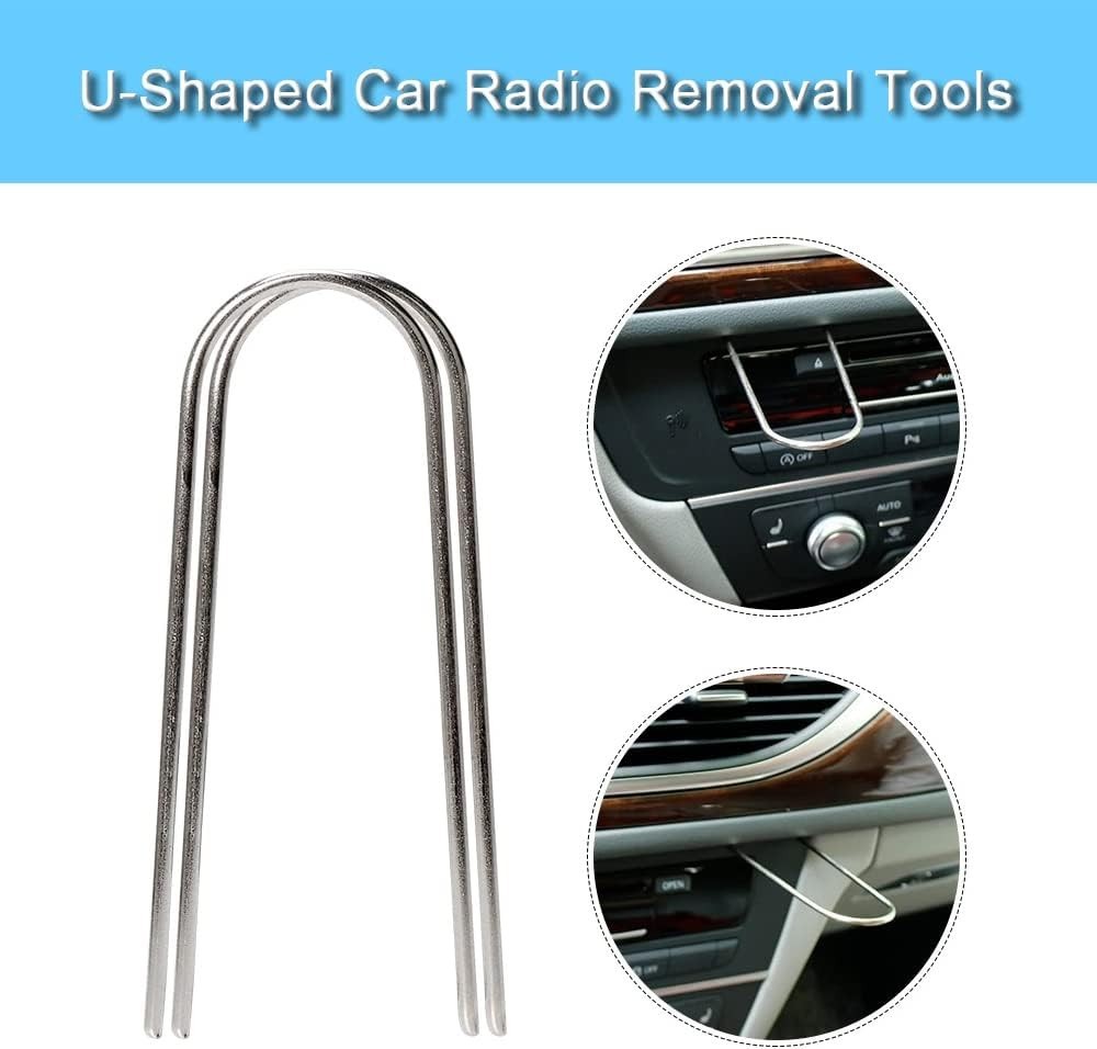 2PCS U-Shaped Stainless Steel Car Radio Removal Tool Kit for Easy Disassembly