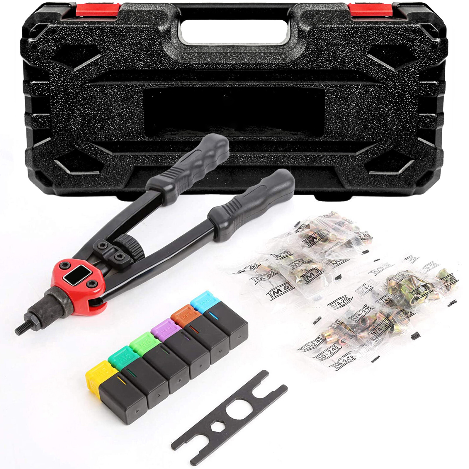 180pcs Easy Automatic Rivet Tool Set Dual-Hand Manual Metric&SAE Rivet Nut Tool
