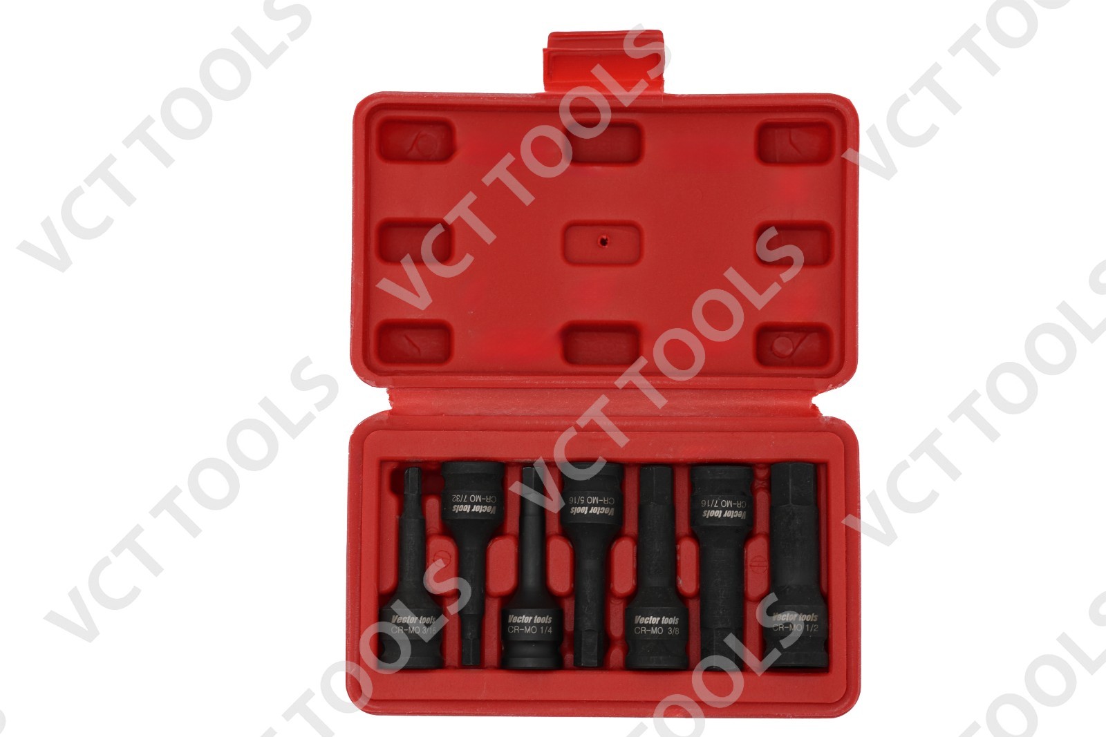 7pc SAE Impact Hex Bit Socket Set 3/8″ Drive CR-MO Steel Long Reach Allen Driver