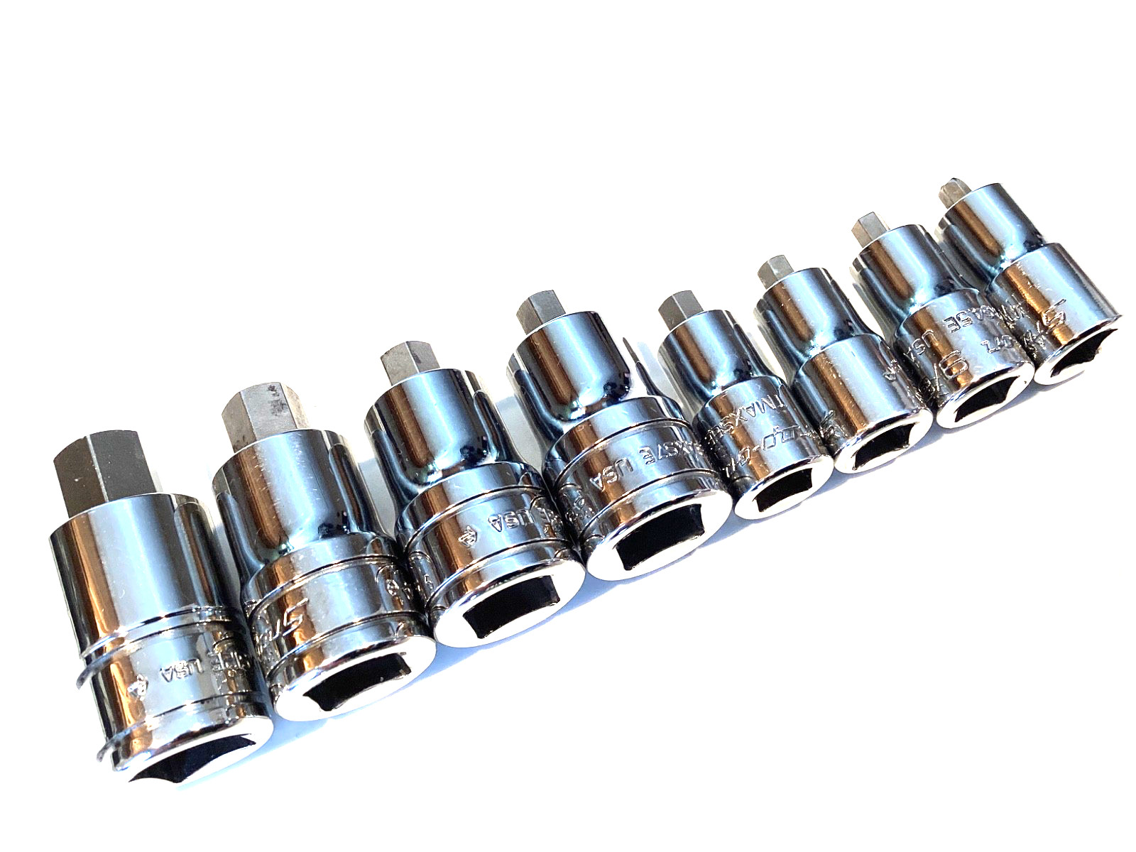 Snap On 8 Piece Combo Drive SAE Stubby Hex Driver Bit Socket Set 208EFTAXSY MINT