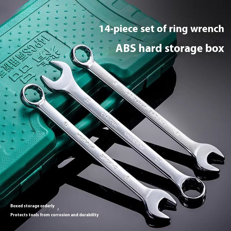 Open End Wrench 14 Piece Set Dual Purpose Plate Auto Repair Kit Tools 8-24mm