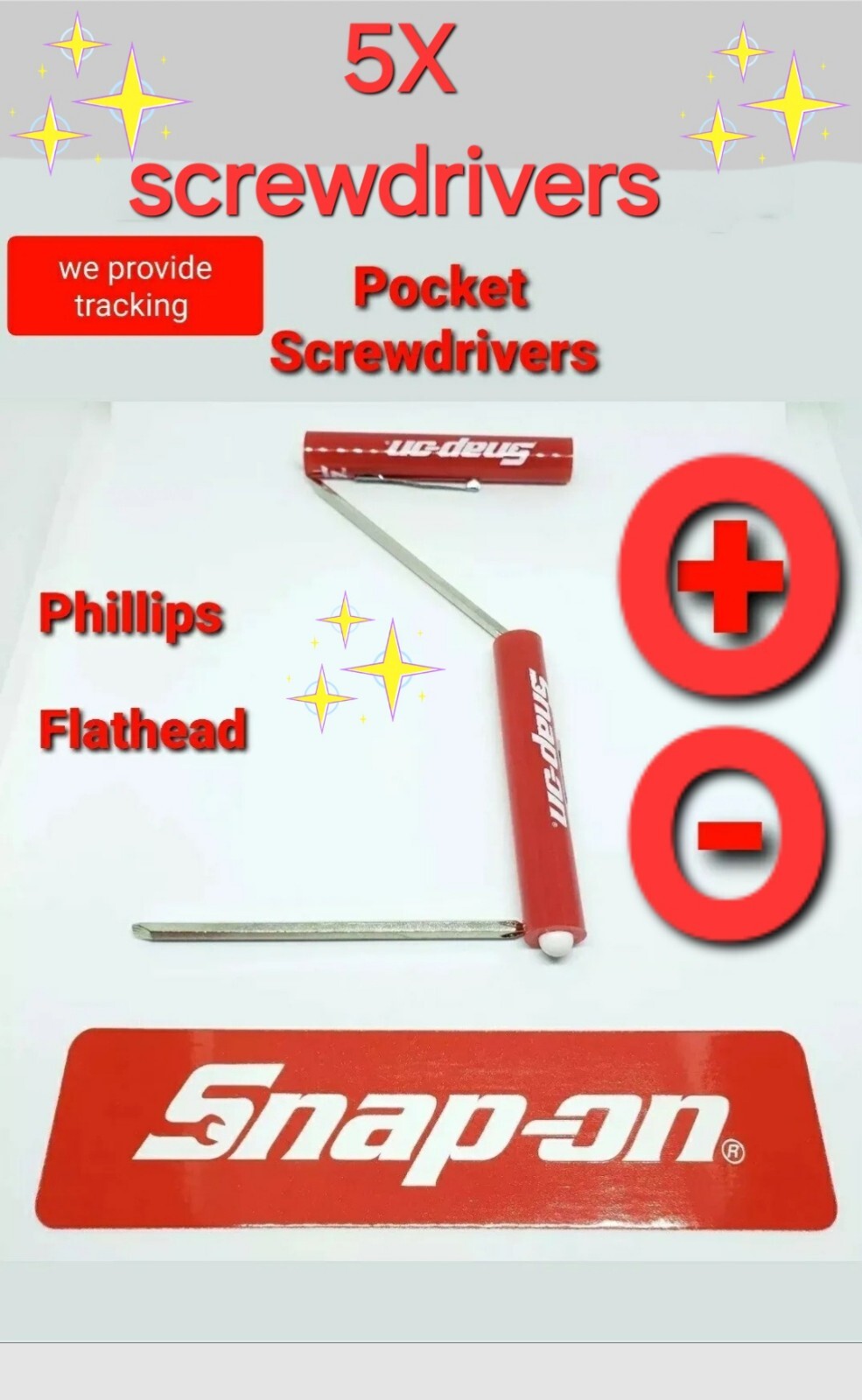 2X Snap on tools pocket screwdriver with flat and Phillips Reversible tip NEW!!!
