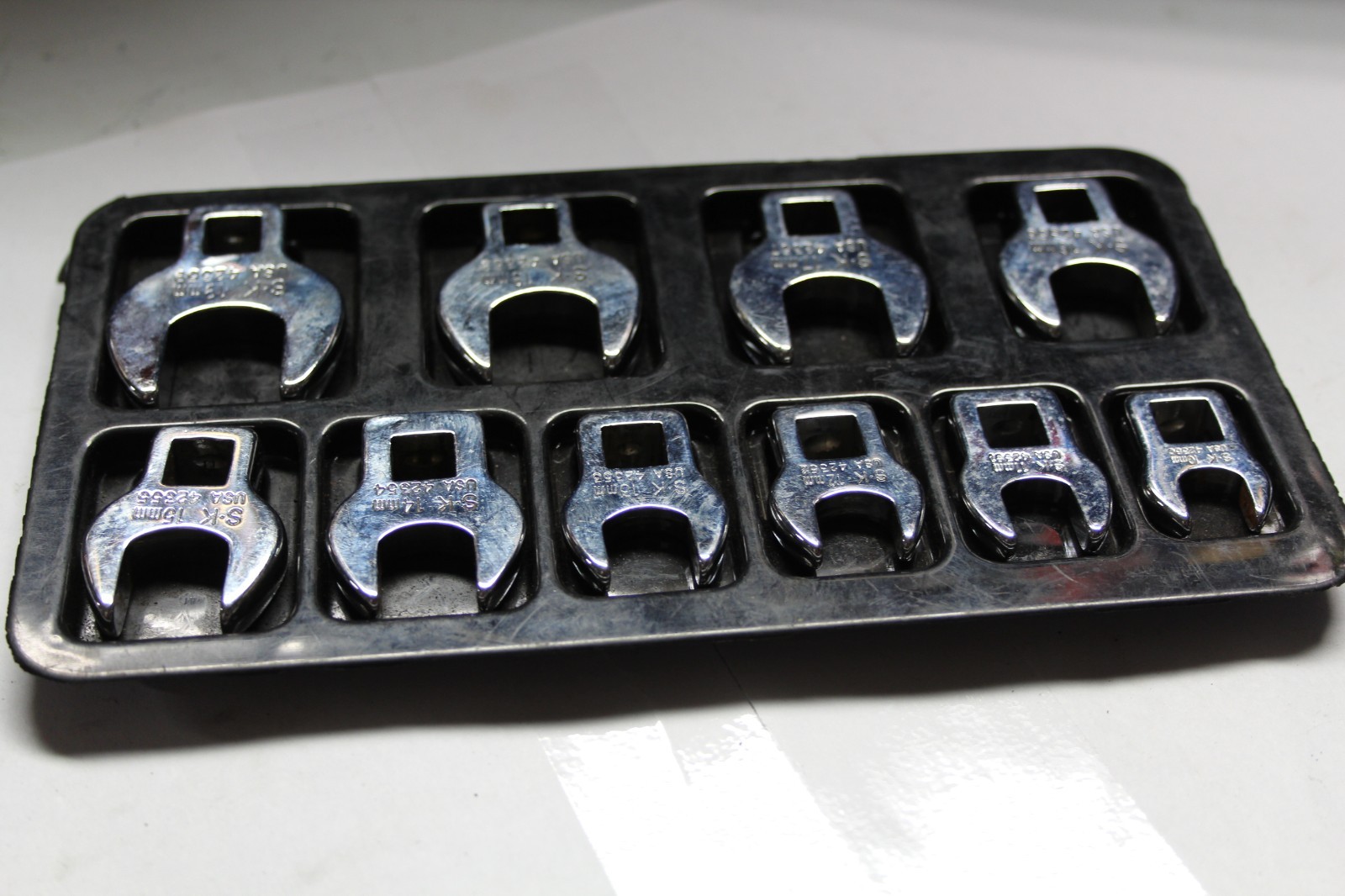 SK Tools 10 pc 3/8in. Drive Metric Crowfoot Wrench Set 10mm-19mm USA