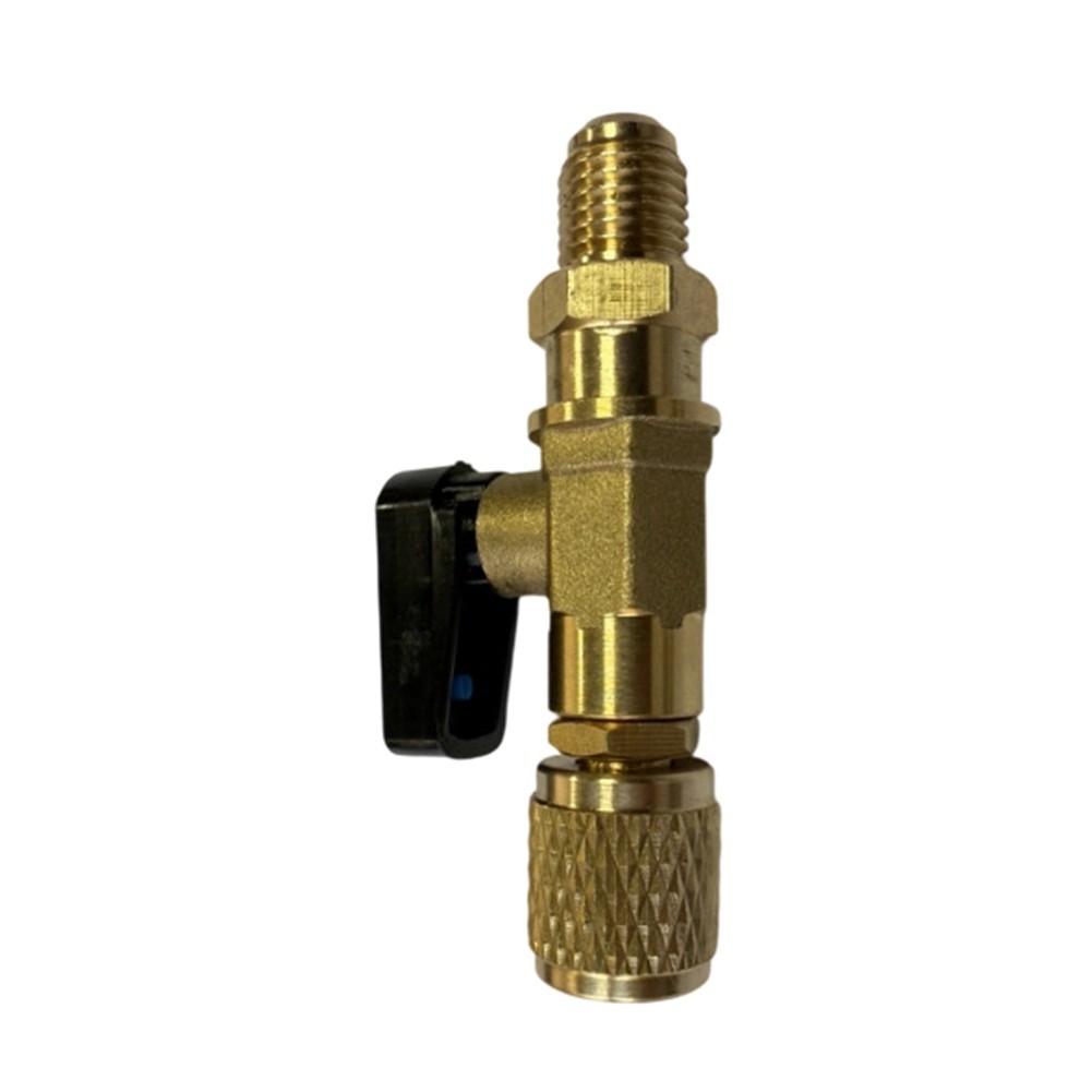 Brass Ball Valve Adapter with 1/4 SAE Threads for R12 R22 R134A AC Systems