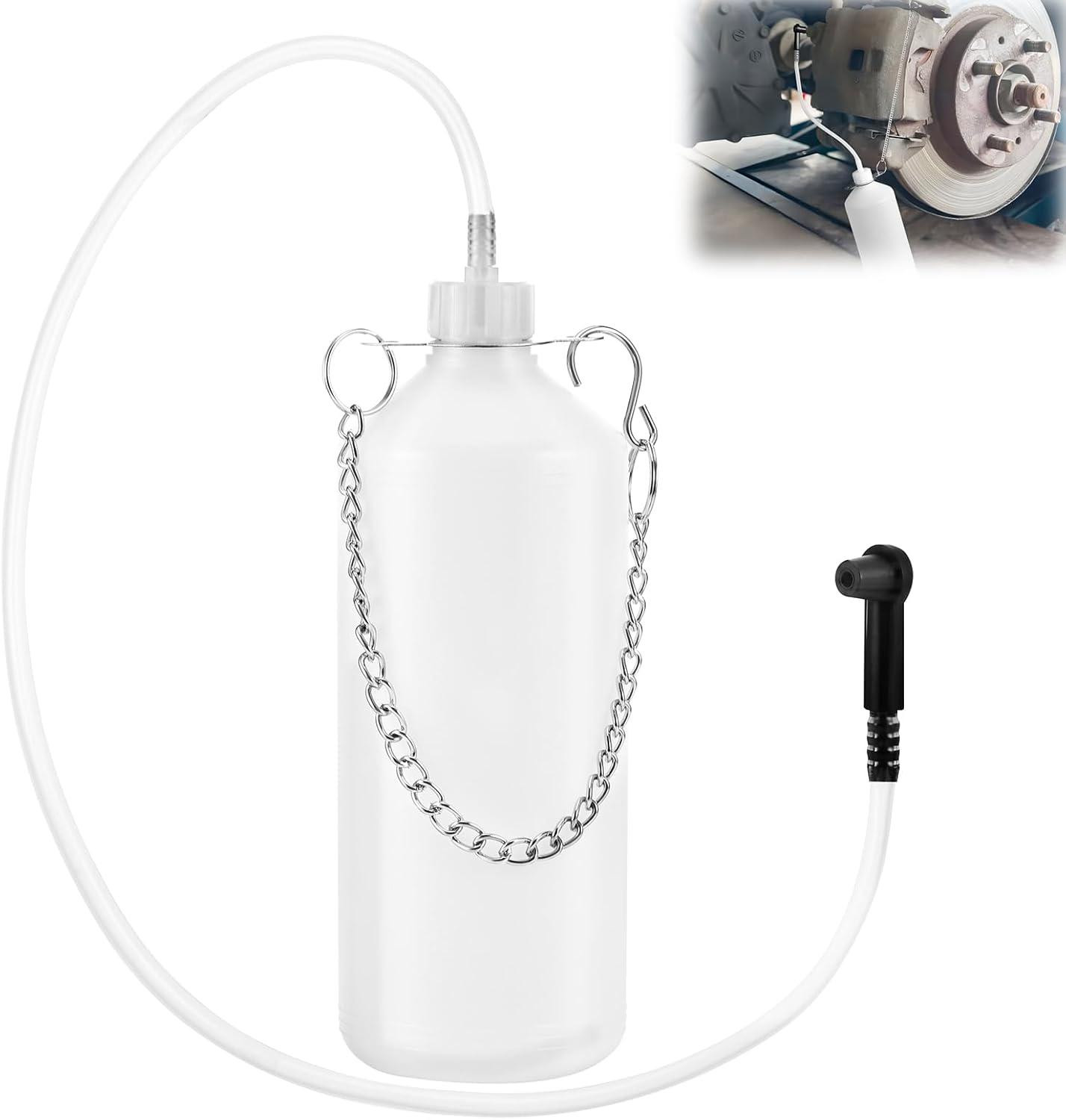 1L Brake and Clutch Fluid Bleeding Bottle with Hanging Hook, Brake Bleeder with