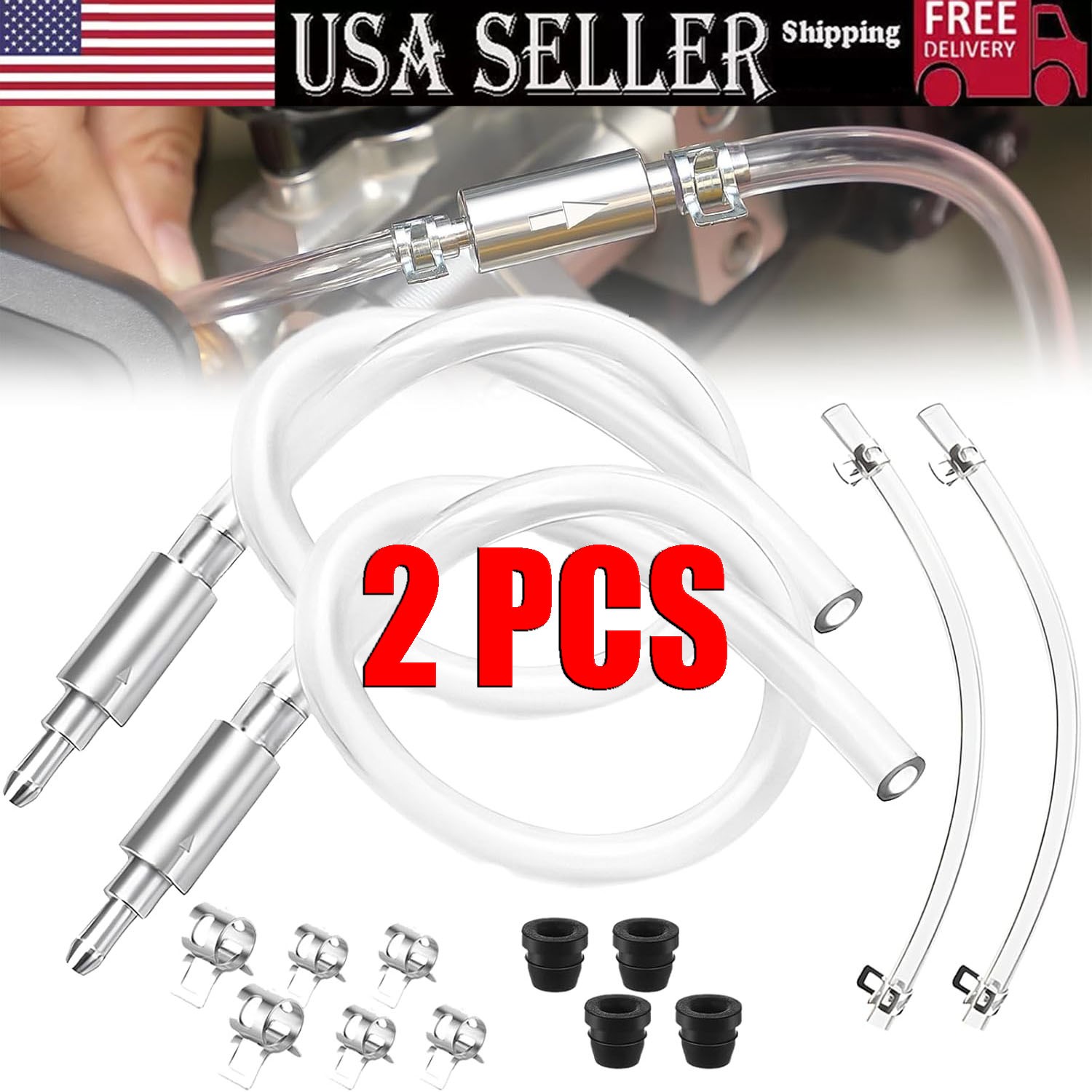 2PCS Brake Bleeder Hose, One Way Check Valve Tube Bleeding Tool Kit Silver US