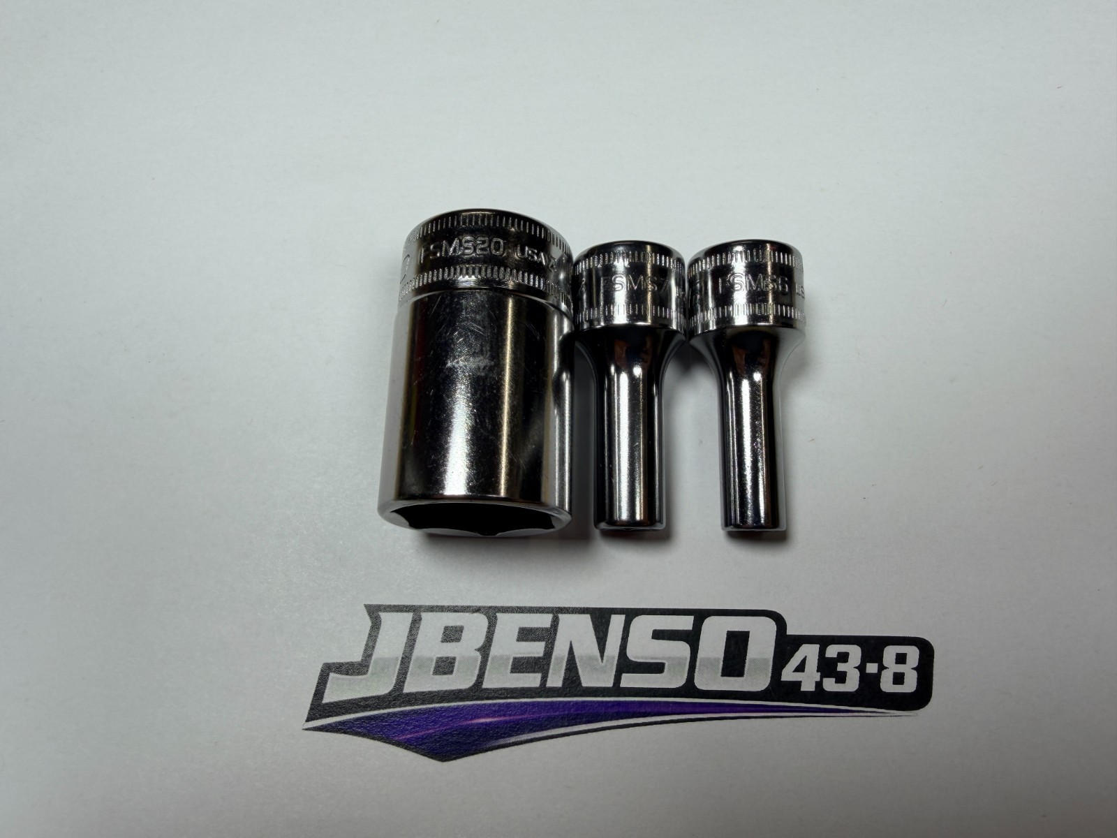 Snap-On Tools 3pc 3/8″ Drive 6mm 7mm 20mm Metric 6pt Semi-Deep Add-On Sockets