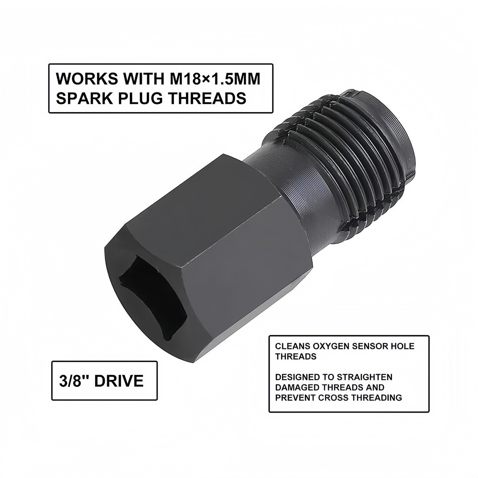 5X O2 Oxygen Sensor Socket 02 Sensor Wrench Remover Tool and Thread Chaser Tool