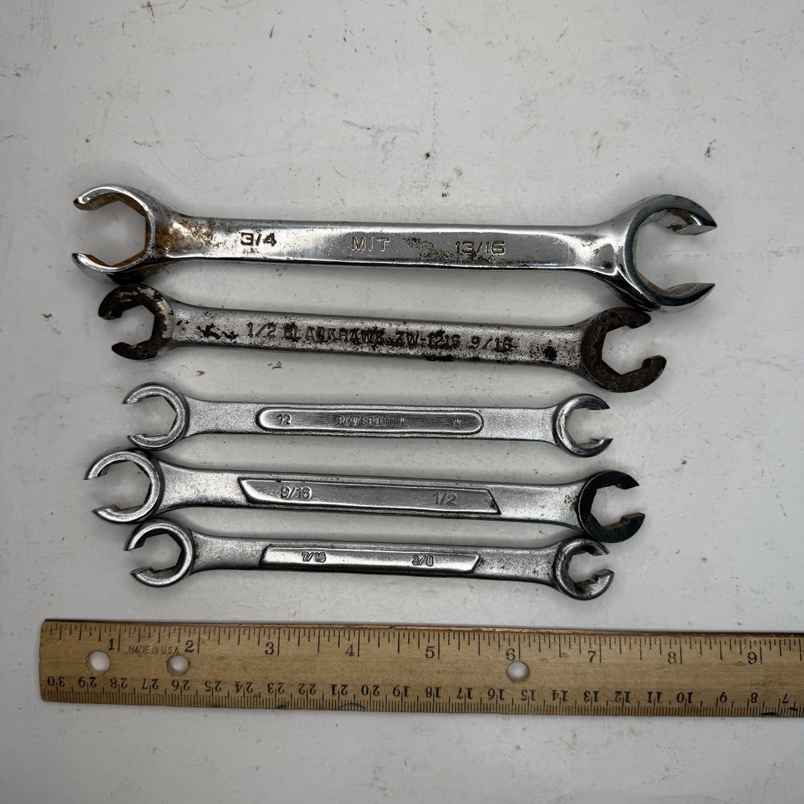 Mixed Flare Nut Line Wrench Set 5pc Blackhawk MIT Powerbuilt 1/2X9/16 3/4X13/16