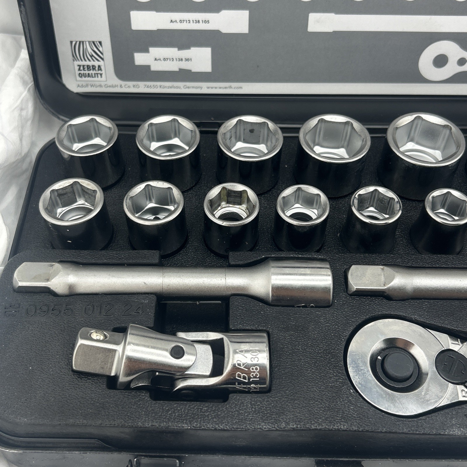 Wurth Zebra 1/2 Inch Multi Socket Wrench Assortment 24 Pieces 096513023 10-32MM