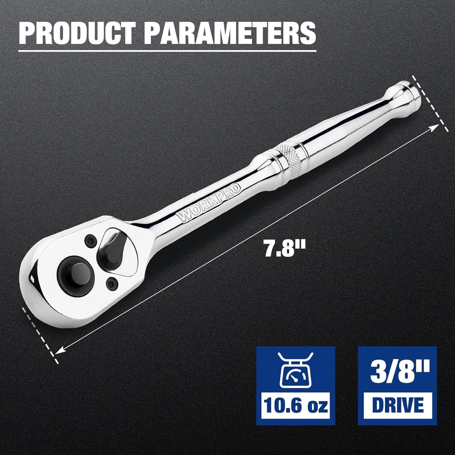 3/8-Inch Drive Ratchet, Quick-Release Reversible Ratchet Wrench, 72-Tooth 3/8…