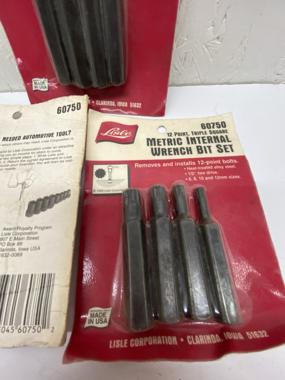 3 packs lisle #60750 12 point metric internal wrench bit set -4 per pack- nos