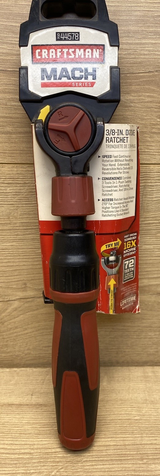 Craftsman Mach Series 3/8” Drive 72-Tooth Flex Head Extendable Ratchet 944578