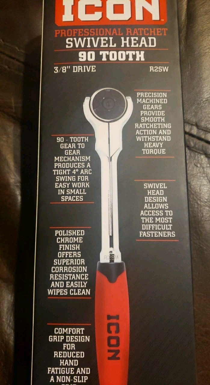 ICON R2SW 3/8″ Drive Professional Swivel-Head Ratchet w/ Comfort Grip 64698 NEW
