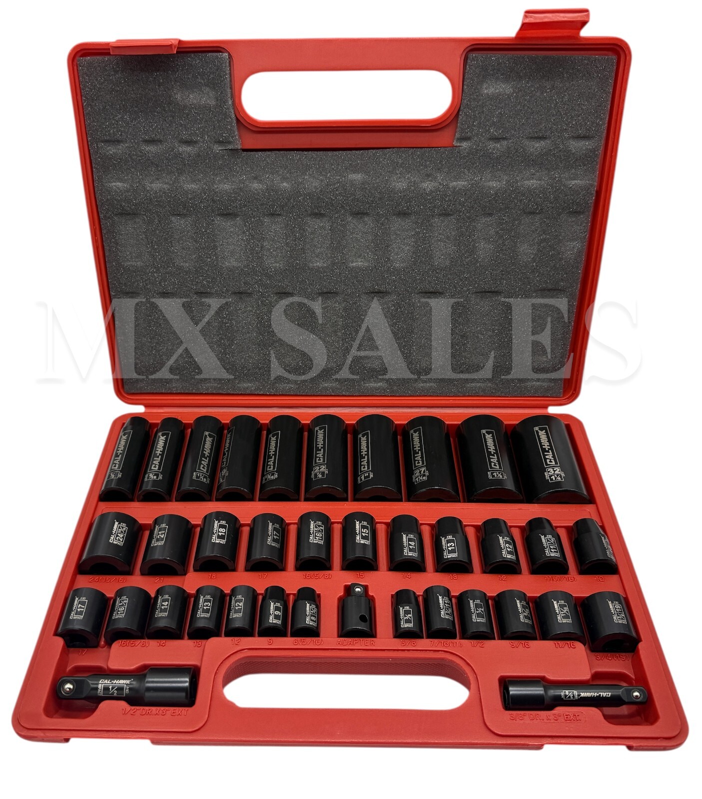 38PC 3/8″ & 1/2″ DRIVE CHROME VANADIUM DOUMETRIC IMPACT SOCKET SET SAE/MM