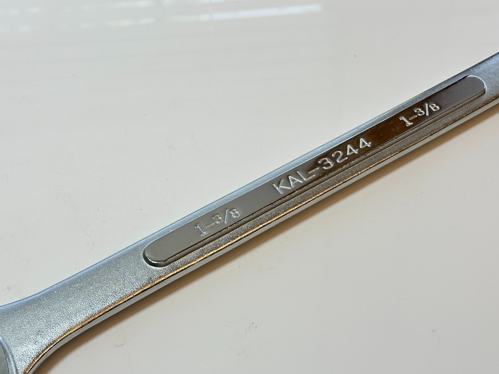 KAL Tools (Japan) 3244 SAE 1-3/8″ Chrome Combination Wrench – 18″ Long Heavy NOS
