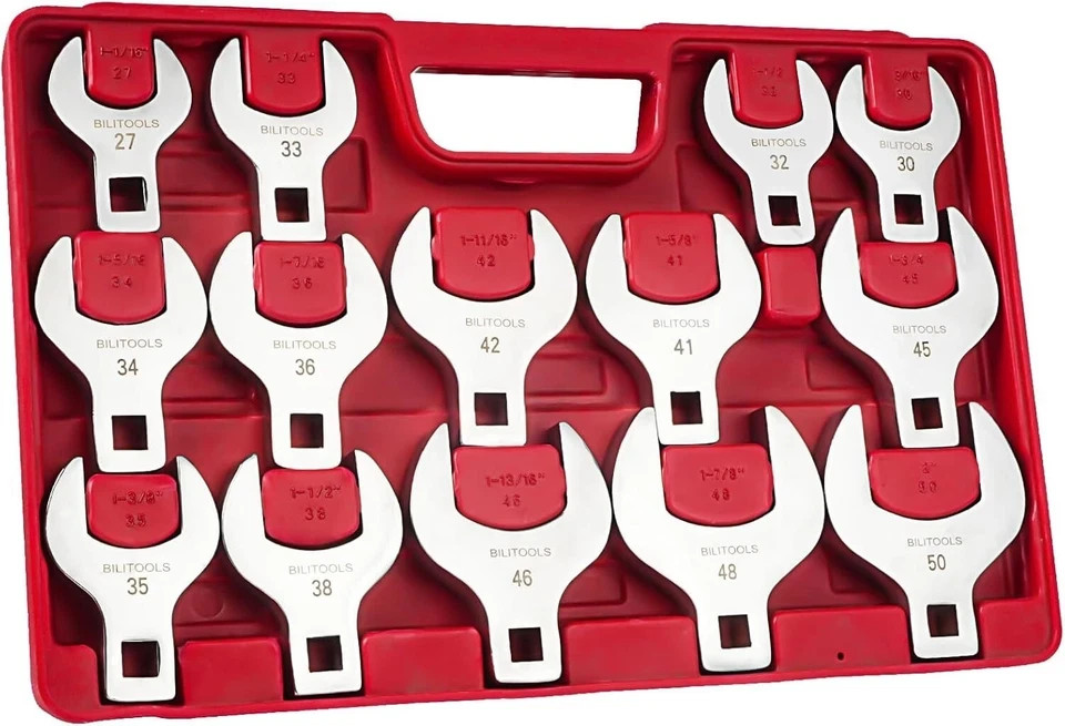 Jumbo Crowfoot Wrench Set – 14-Piece 1/2″ Drive, Metric 27-50mm, Rust-Resistant