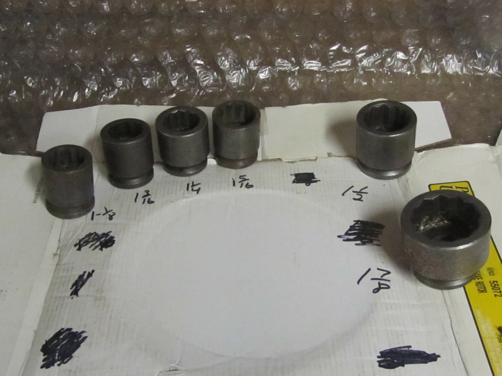 APEX 3/4″ DRIVE 12 POINT IMPACT SOCKETS LOT OF 6 1-1/8 ,1-3/16,1-1/4,1-1/2