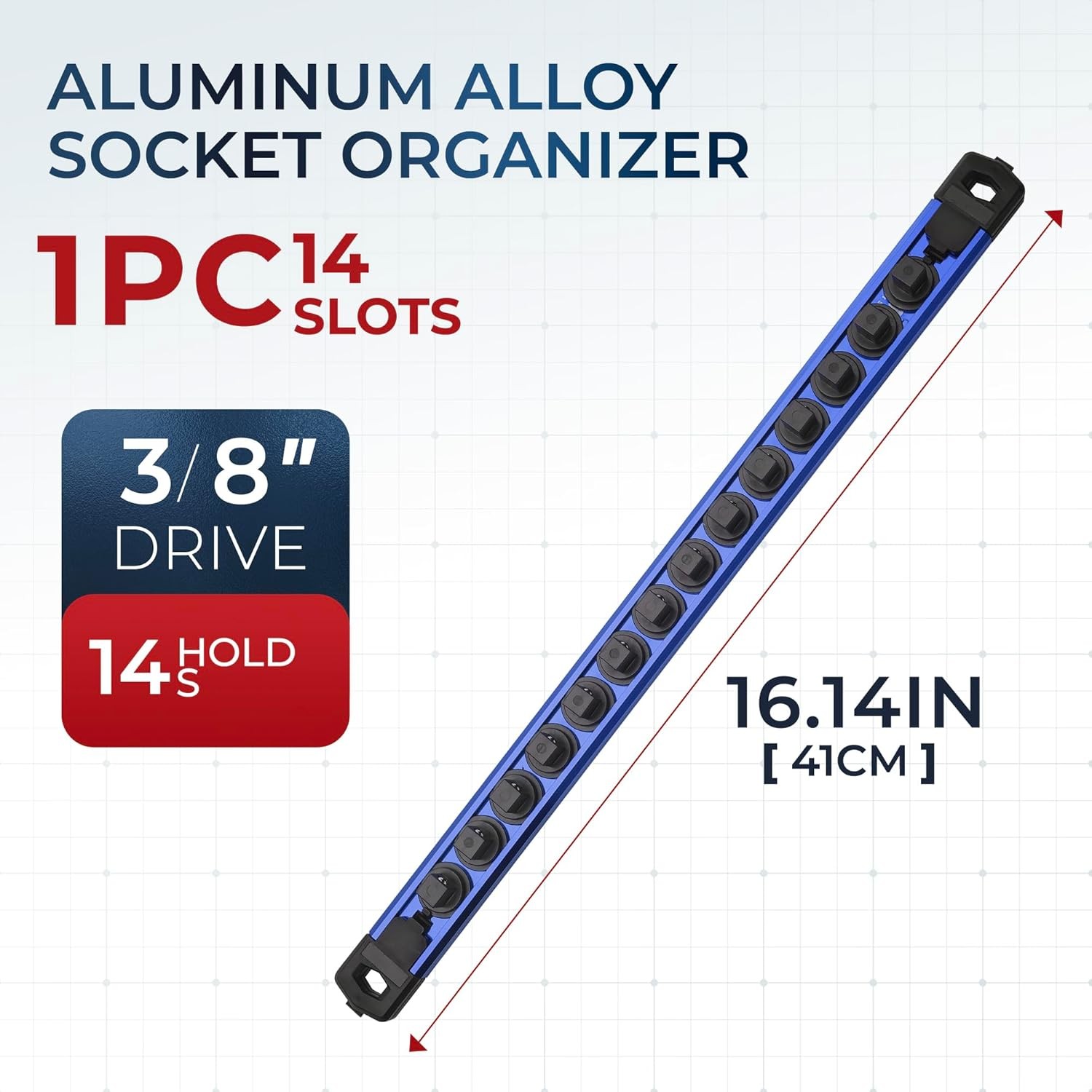 Magnetic Socket Organizer, 3/8″ Drive Aluminum Alloy Socket Rail