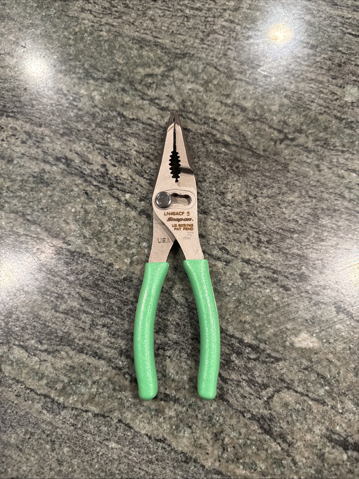 Snap On ln46acf 7” talon grip long nose slip joint pliers green