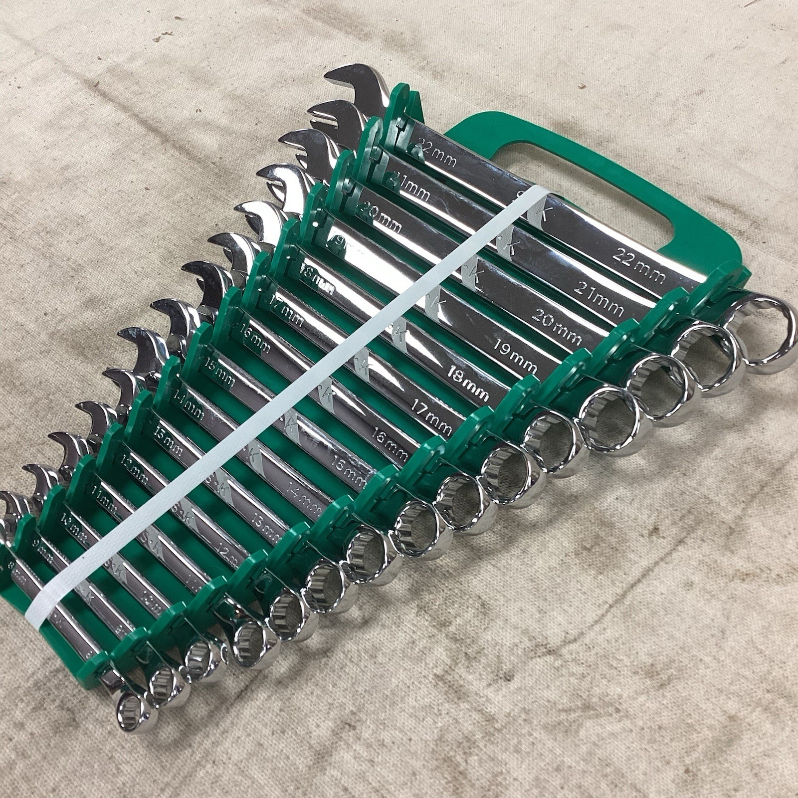 SK PROFESSIONAL TOOLS 86265 Combination Wrench Set 15 Tools 15° Offset Angle
