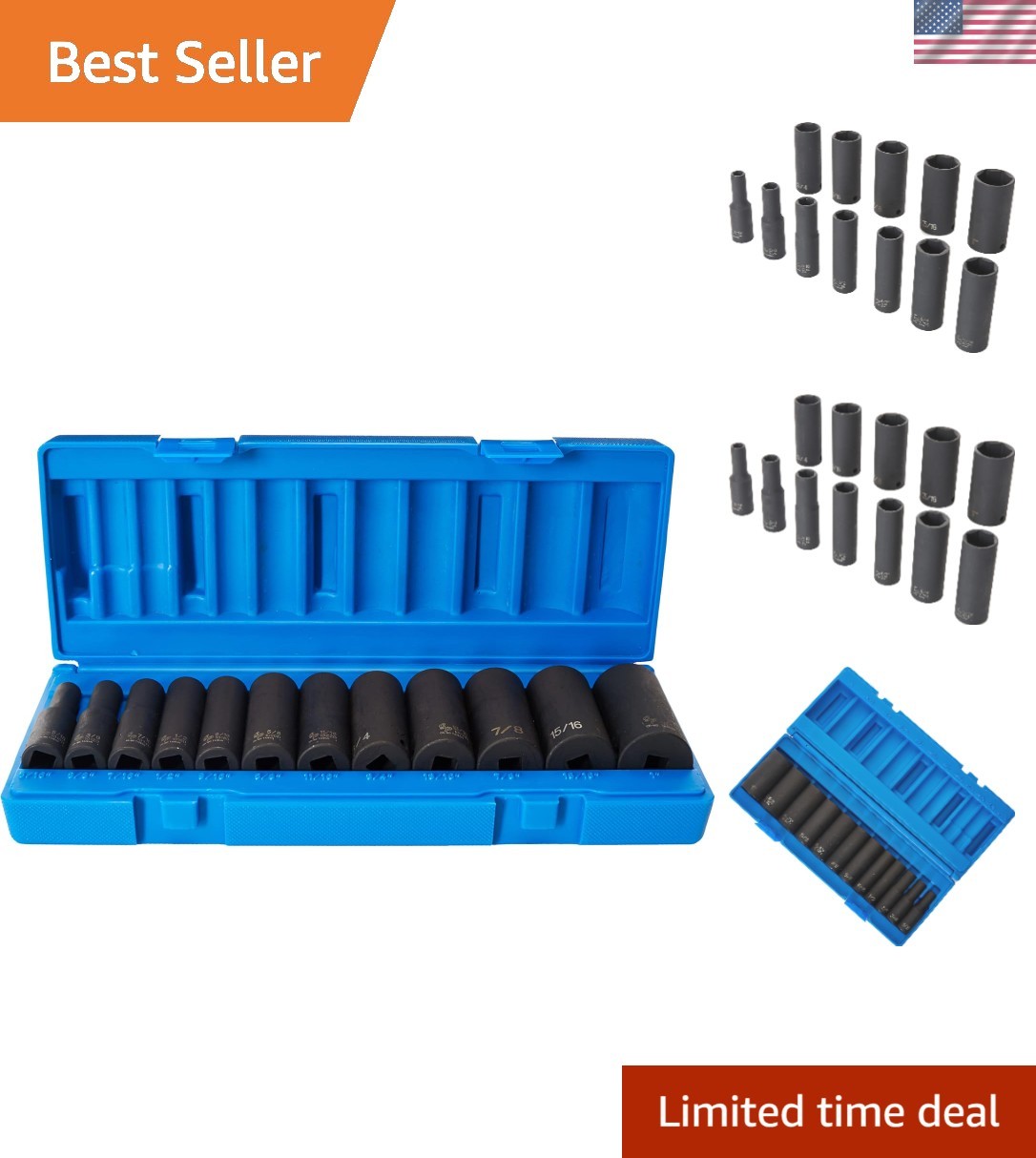 3/8″ Drive 12-Piece Deep Socket Set