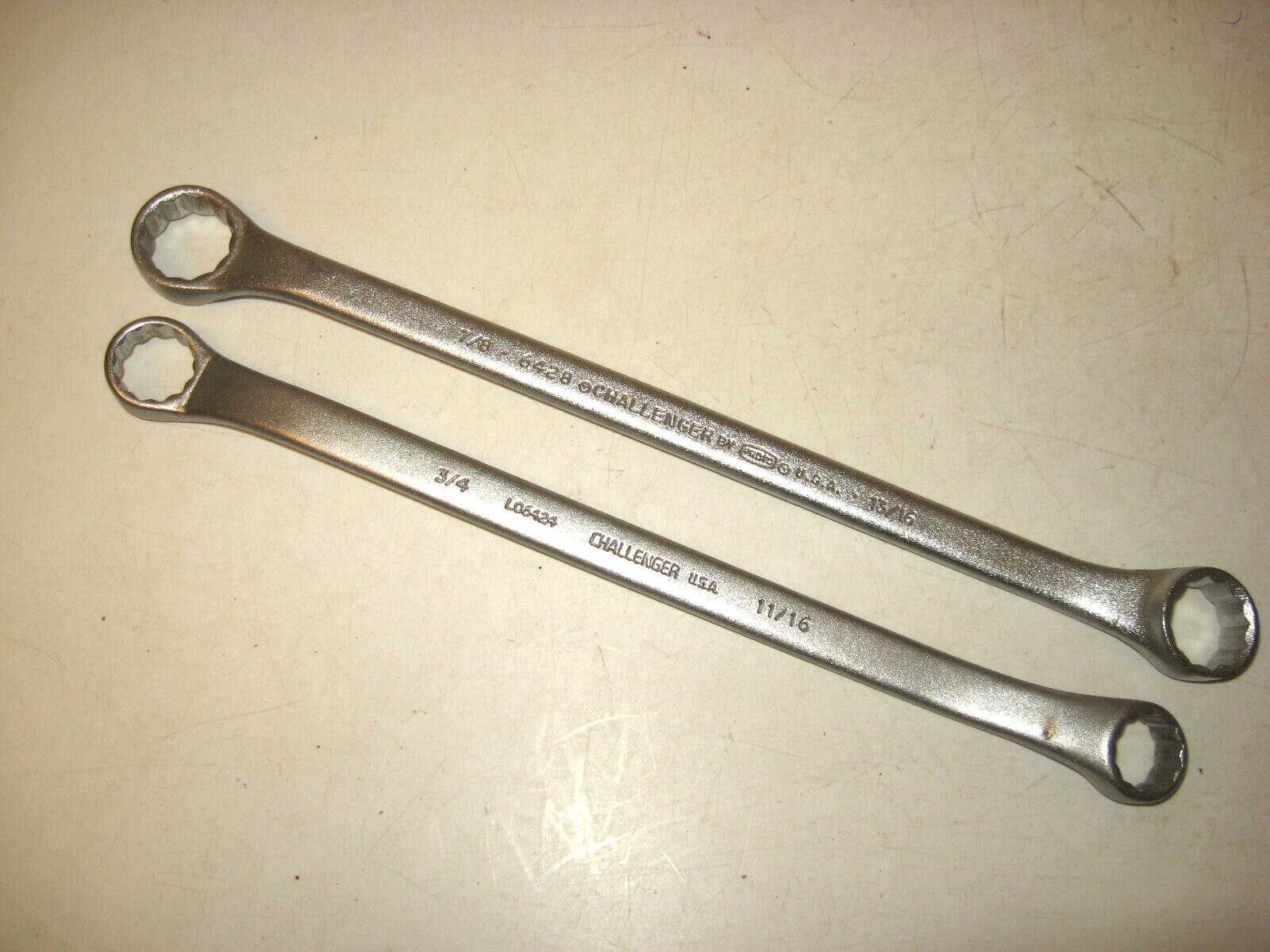 NEW 2-piece 12-pt. 11/16″ thru 7/8″ Long Box End Wrench Set, USA, by CHALLENGER