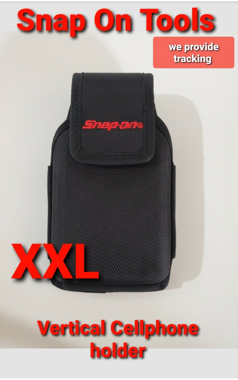 Snap on tools XXL BLACK New cell phone holder vertical + inside pocket NEW !!!!!
