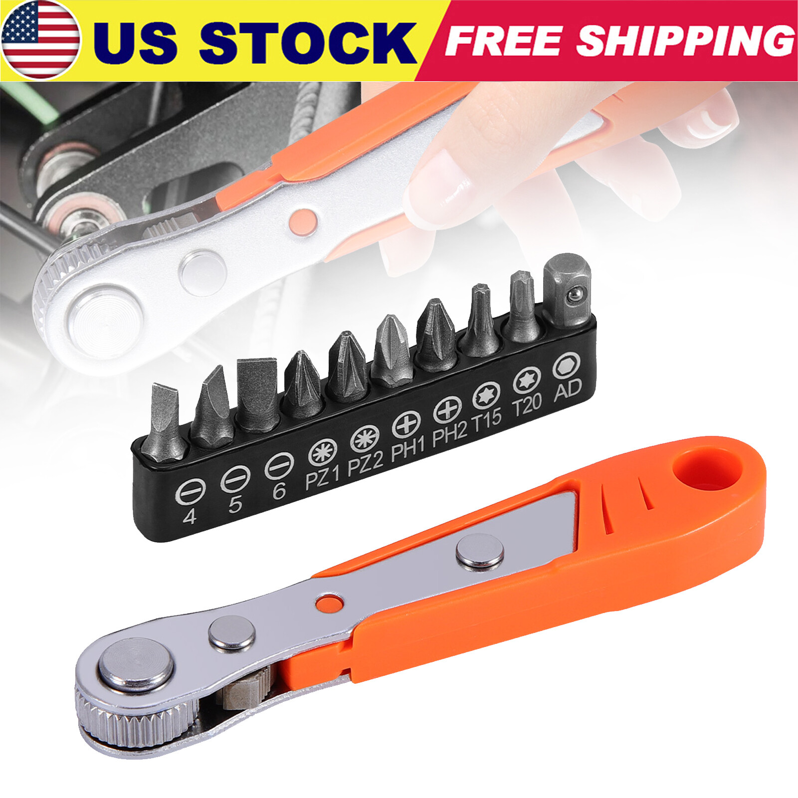 Mini Ratchet Wrench 36 Ratcheting Right Angle Screwdriver Hex Drive 1/4″ Drive