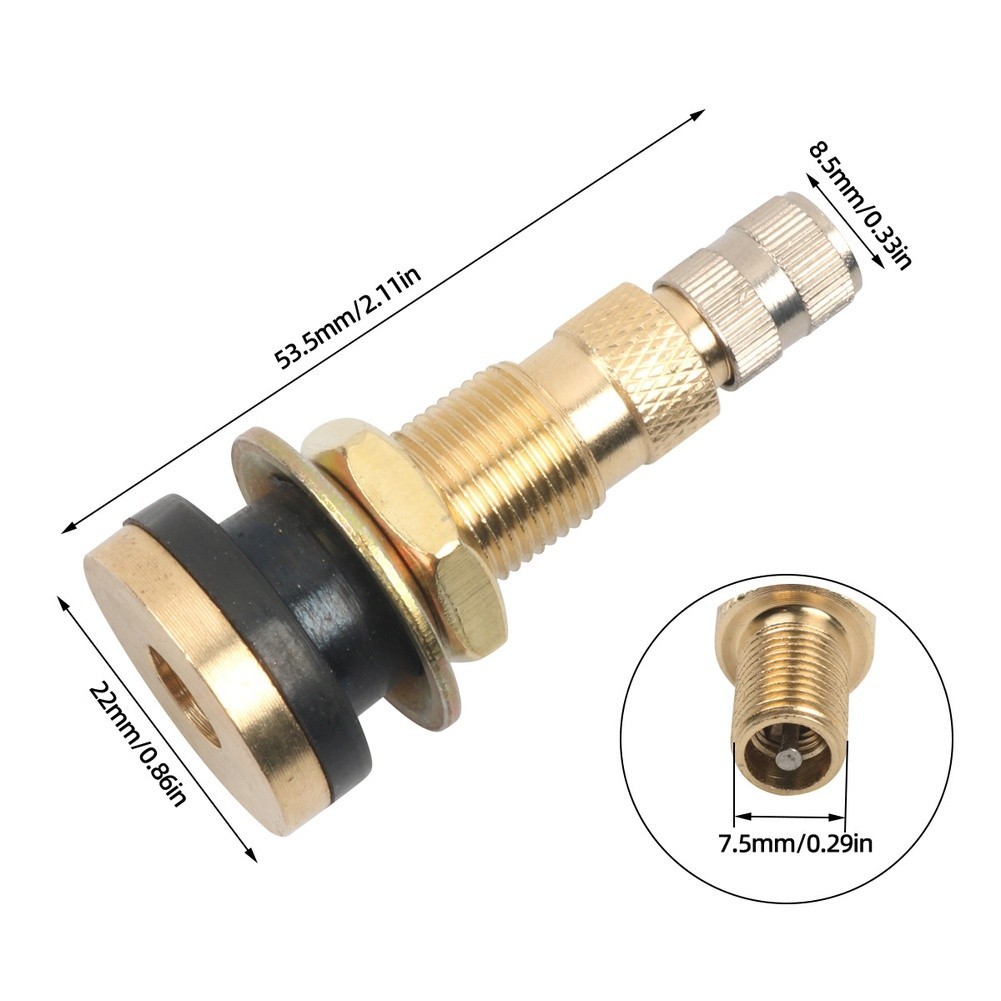 TR618A Brass Valve Stem 10 Pack Fits 15.8mm Hole for Grader and Excavator