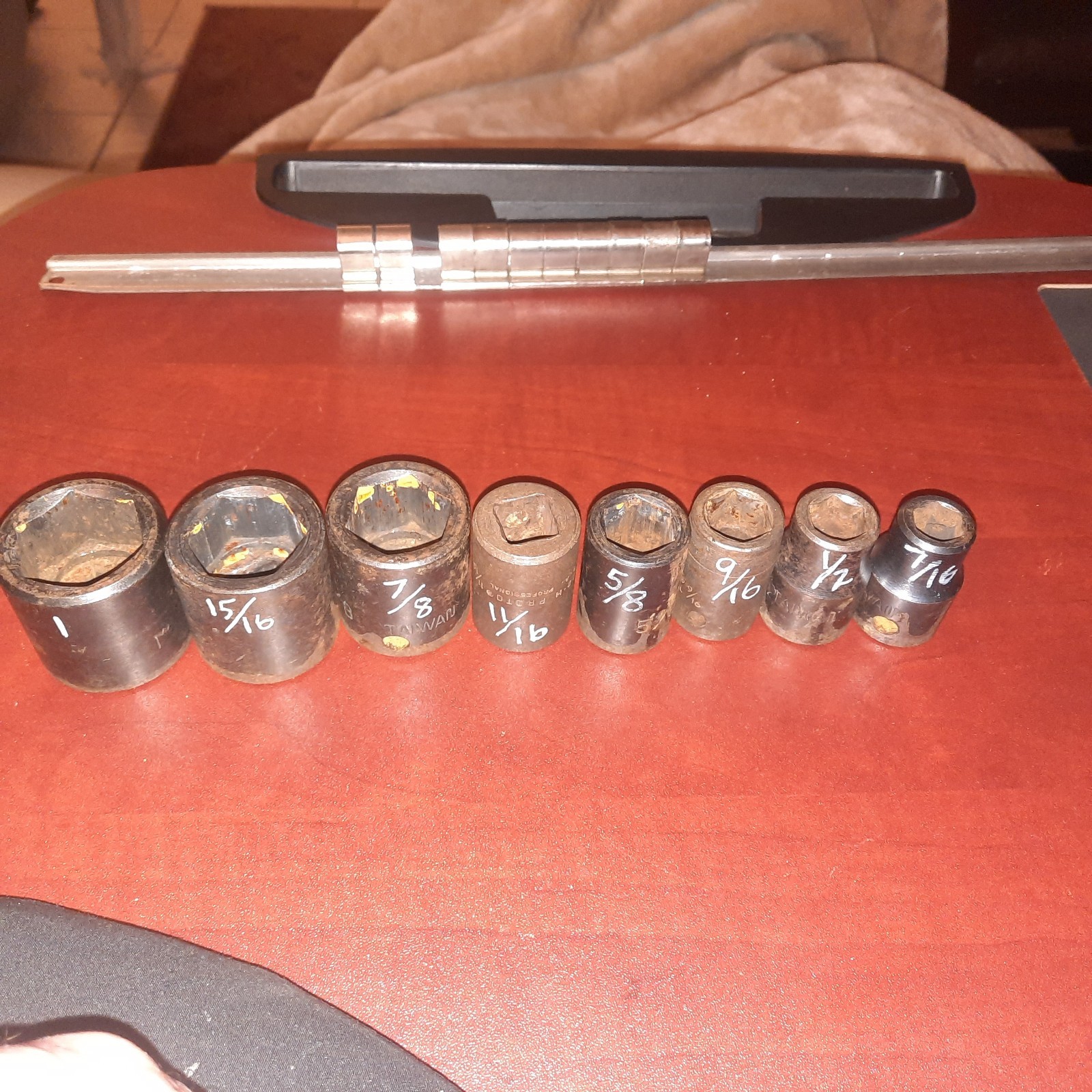 Unbranded 1/2 Dr SAE Impact Sockets. 8 PC. 1″ To 7/16. Missing 13/16 & 3/4.
