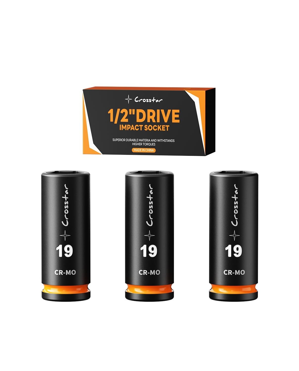 19mm 1/2″ Drive Deep Impact Socket, CR-MO Steel 6-Point, High-Torque Auto Repair
