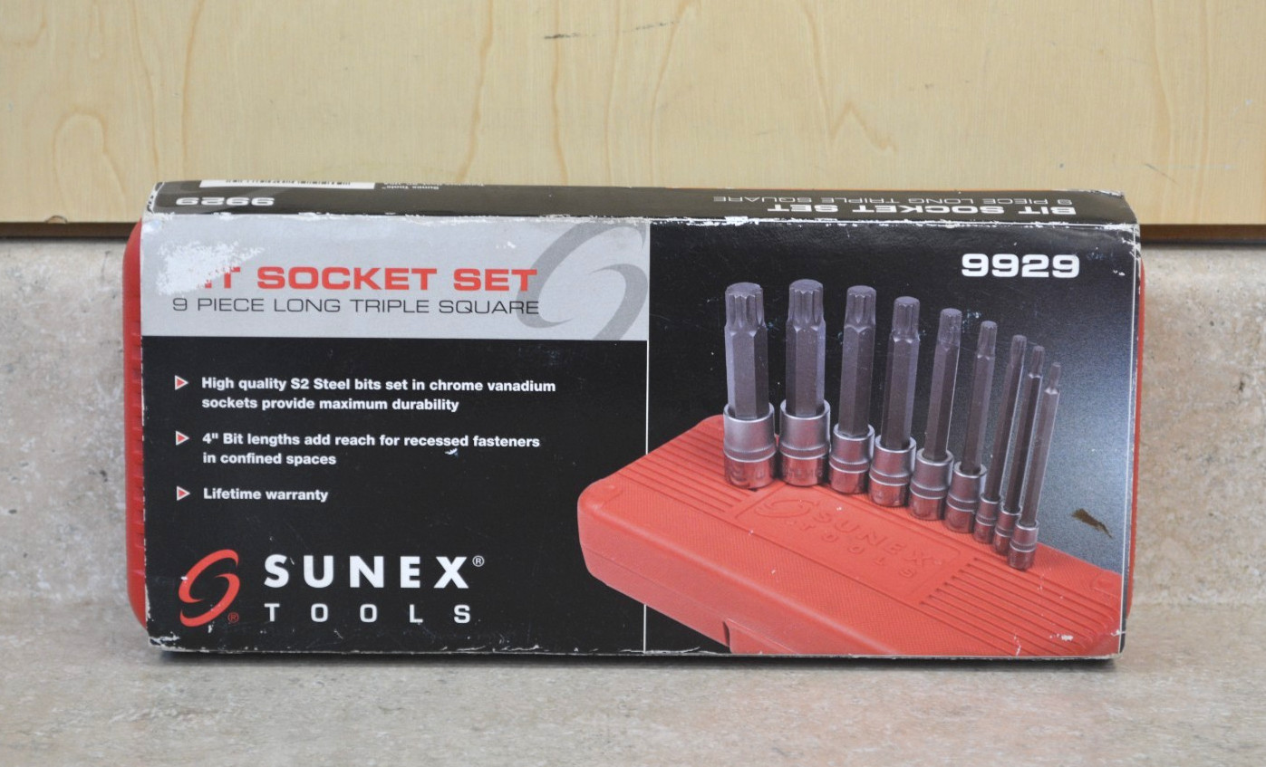 SUNEX 9 Piece 4″ Triple Square 3/8″ Drive Bit Set 9929 *Pre-owned* FREE SHIPPING