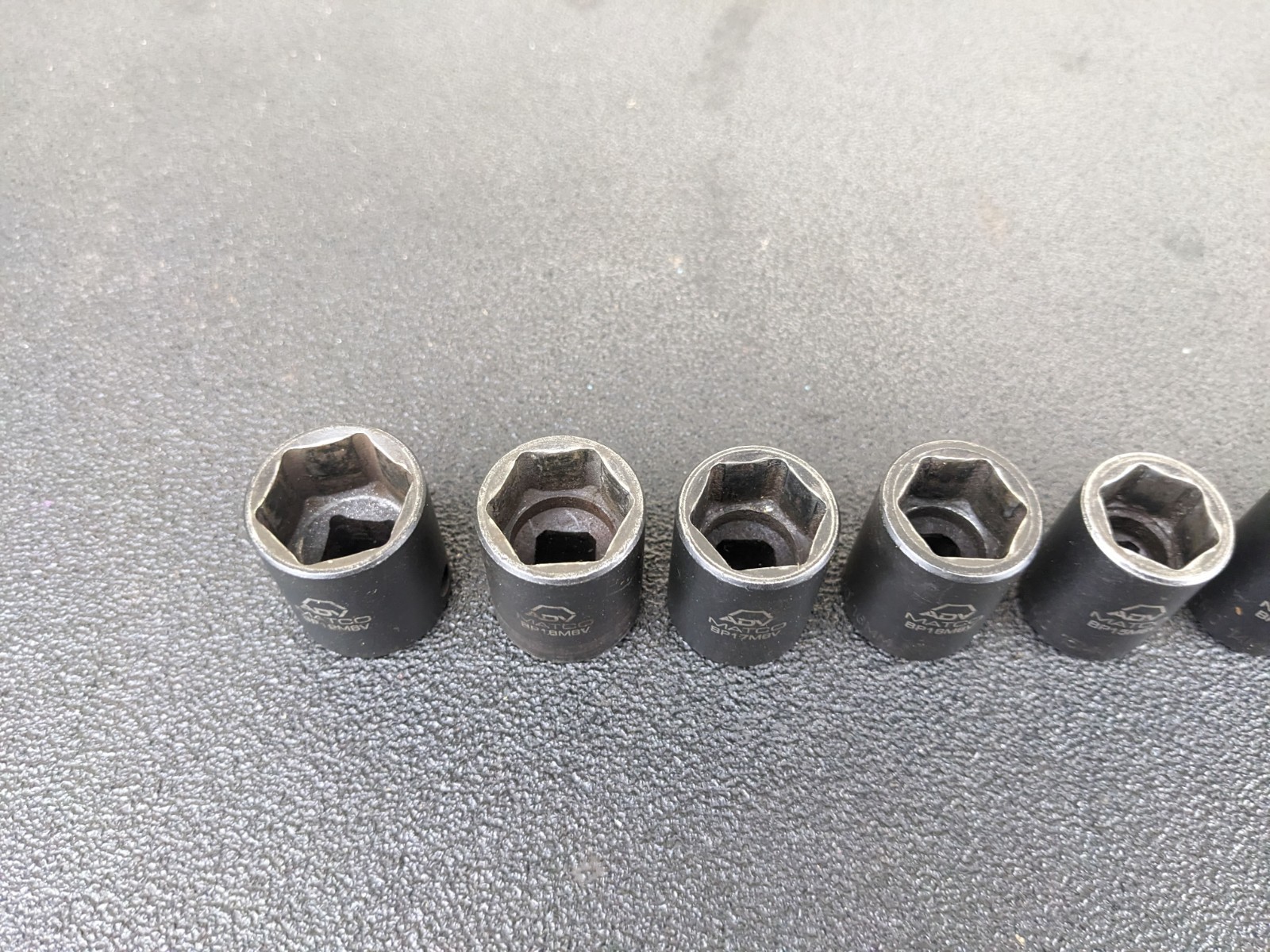 #bo195 Matco Tools ADV 3/8 Drive Short Shallow Impact Socket Metric 6 Point Set