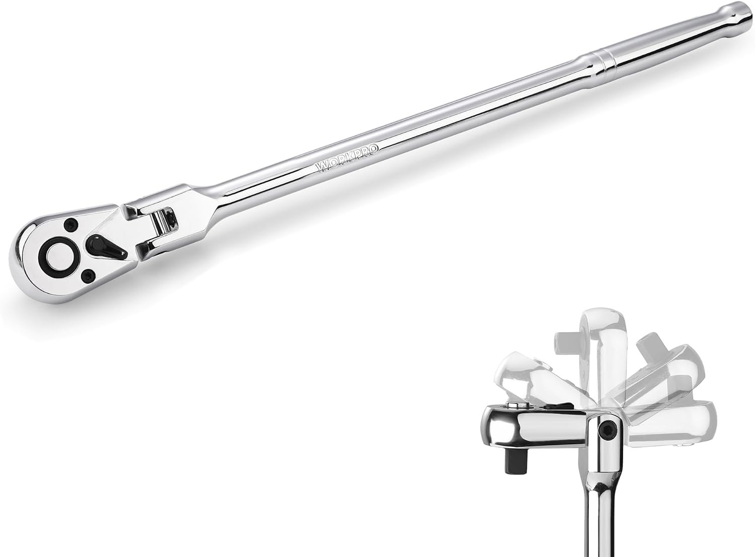 1/4 inch Drive Extra Long Flex Head Ratchet, 12 Inch Long | CR-V Steel Ratche…