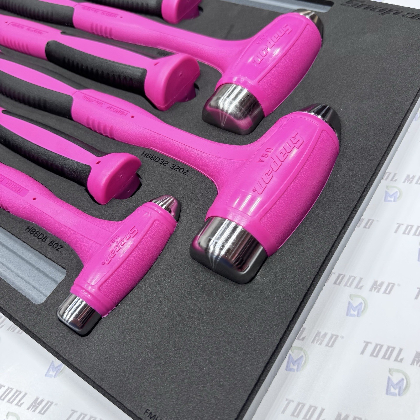 Snap-on Tools USA NEW 6pc ELECTRIC PINK Dead Blow Ball Peen Hammer Set HBBD6FEP