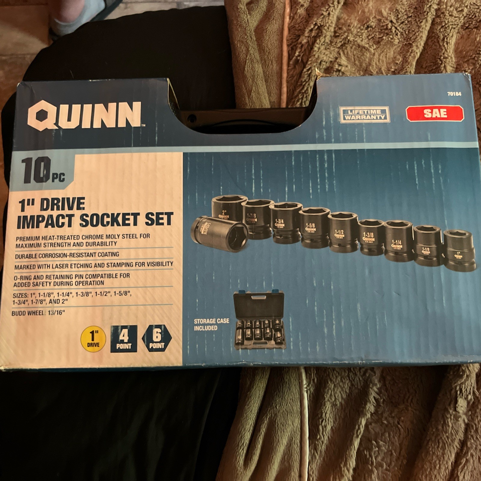 Quinn 10-piece 1-inch drive SAE impact socket set