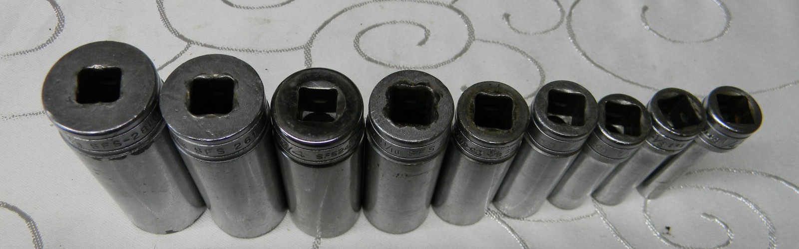SNAP-ON 3/8″ DR 9PC SAE 6PT FLANK DRIVE DEEP SOCKET SET #211SFSY MINUS 5/16,1/2″