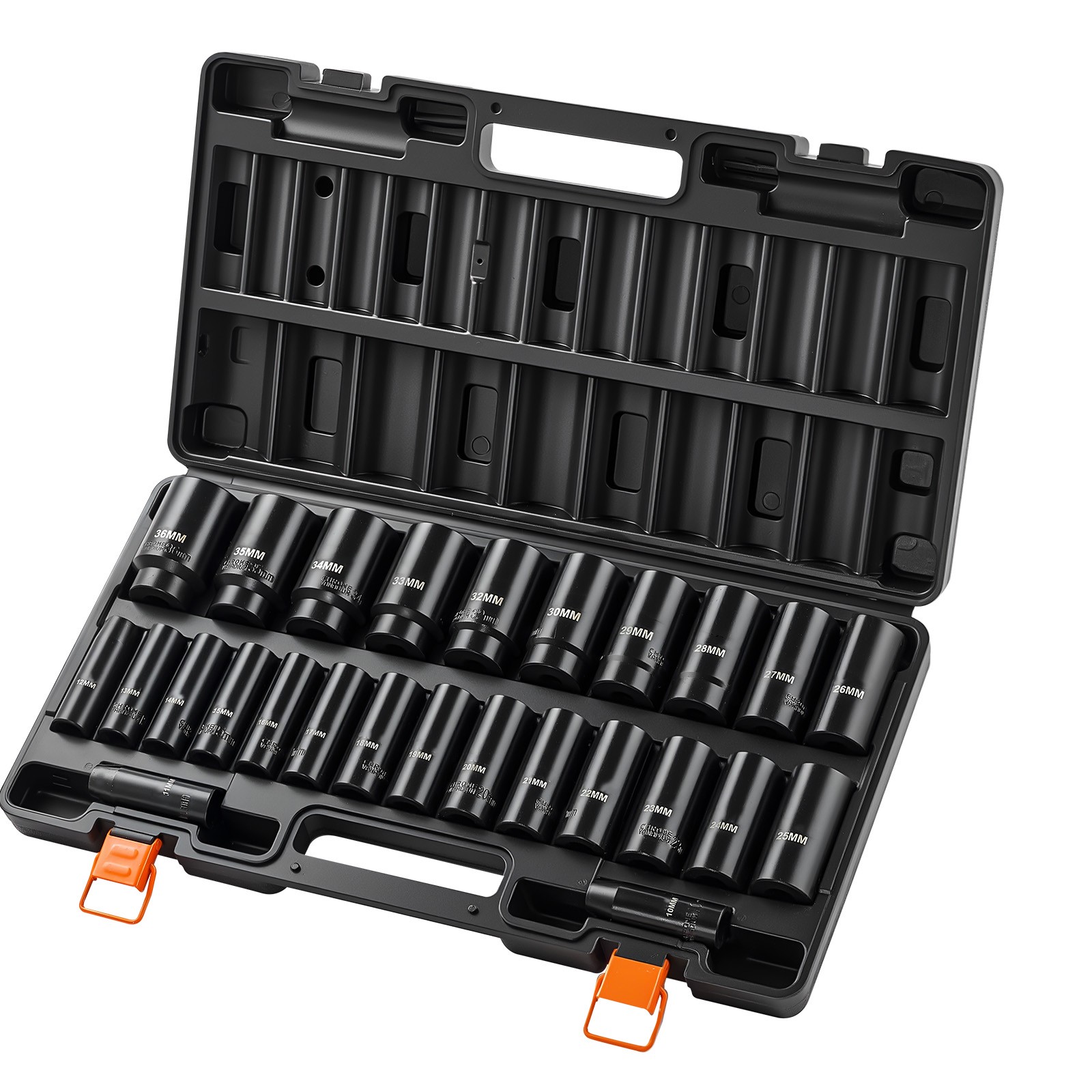 Uimoso 26-Piece 1/2″ Drive Impact Socket Set with 6-Point Design and Case