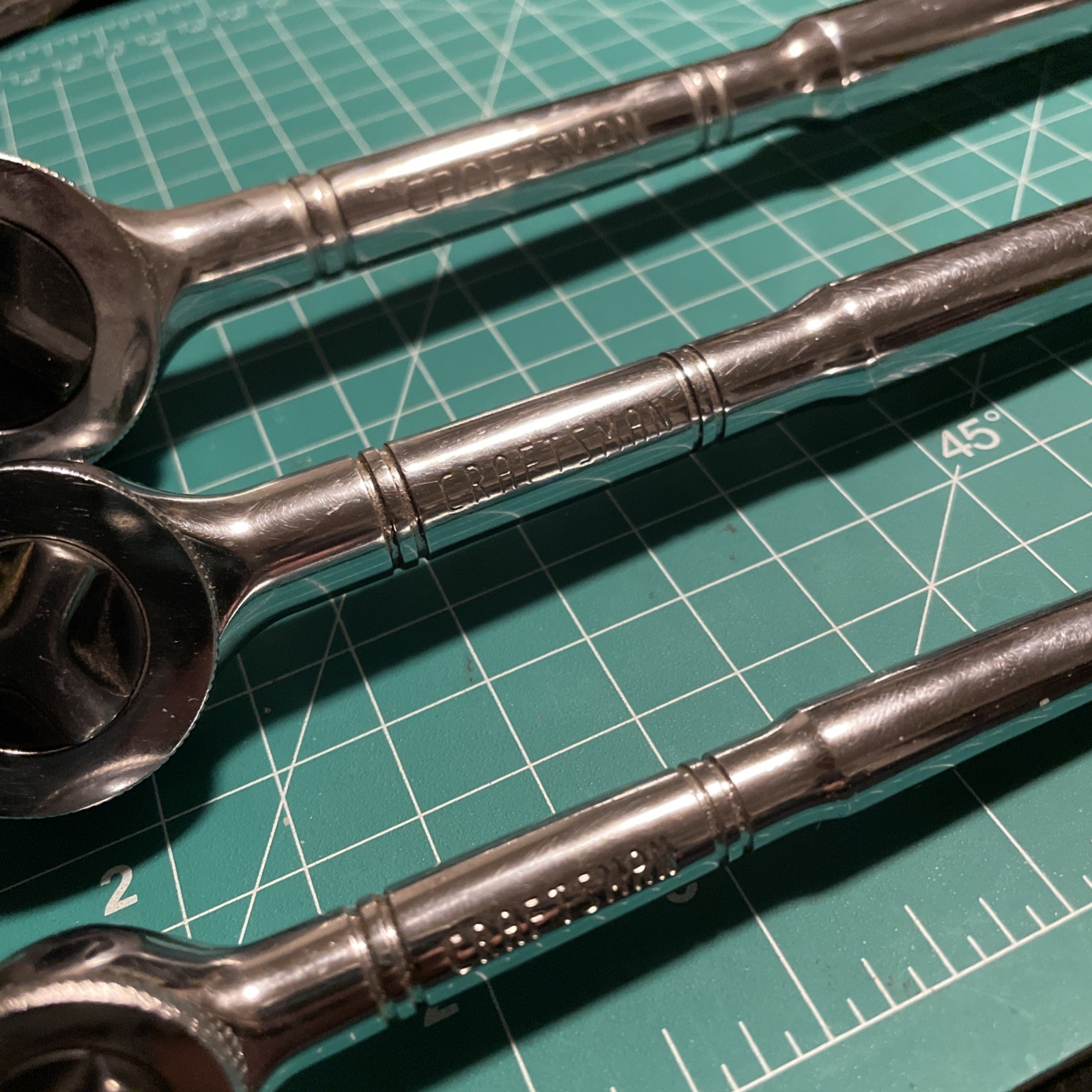 Vintage 3 Craftsman set Thumb Wheel Ratchet 1/2” 3/8”and 1/4” Drive.